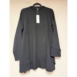 EILEEN FISHER Black Tencel Organic Cotton Long Sleeve Tunic Top Size S P